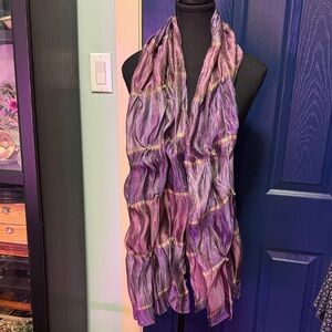 Multi color puckered scarf silk and polyester